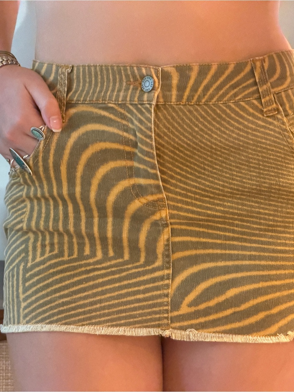 BDG Yellow Zebra-Pattern Mini Skirt